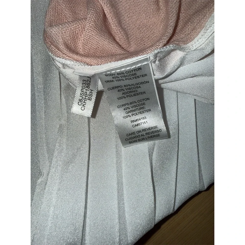 Calvin Klein layered chiffon sweater tunic M Blush Pink Pleated lampshade preppy
